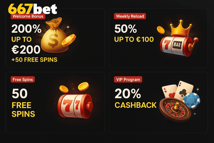 Bônus de cassino móvel 667BET com apostas online